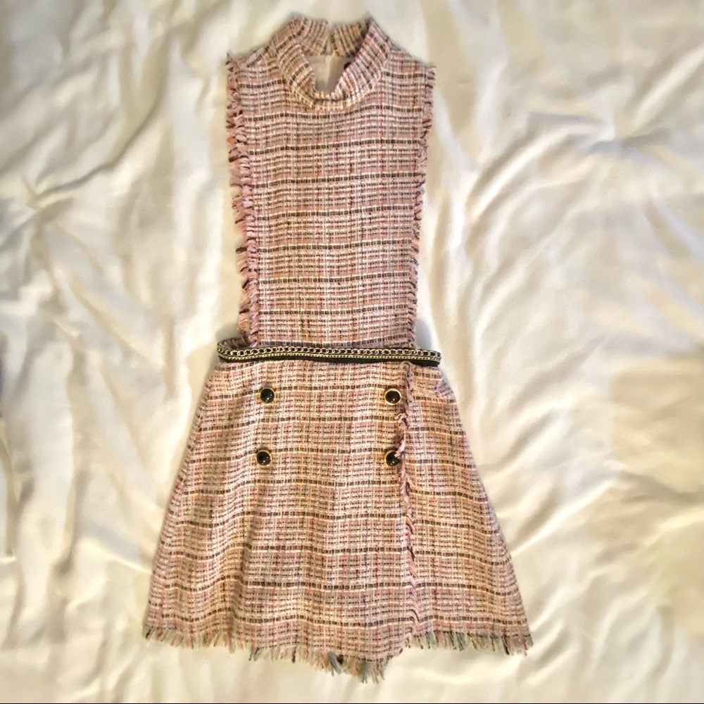 Zara tweed pink romper jumpsuit